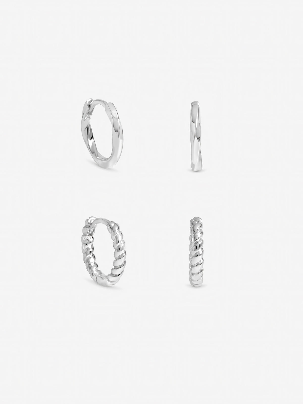 Inicio Sterling Silver Polished Hoops - Pack of 2
