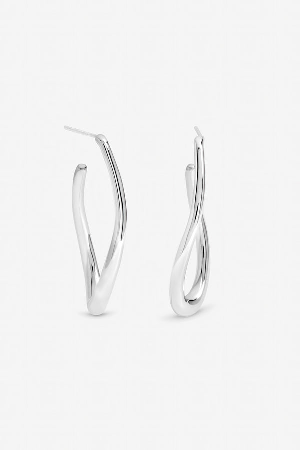Inicio Sterling Silver Plated Large Organic Polished Hoops