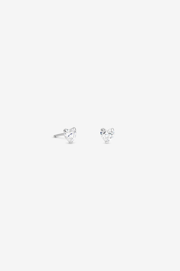 Mini 5mm Cubic Zirconia Heart Studs