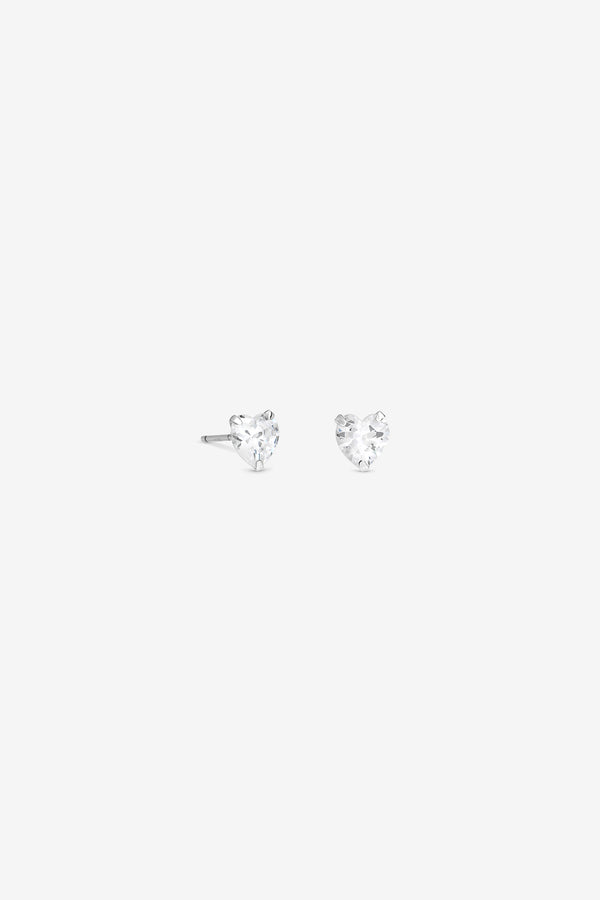 7mm Cubic Zirconia Heart Studs