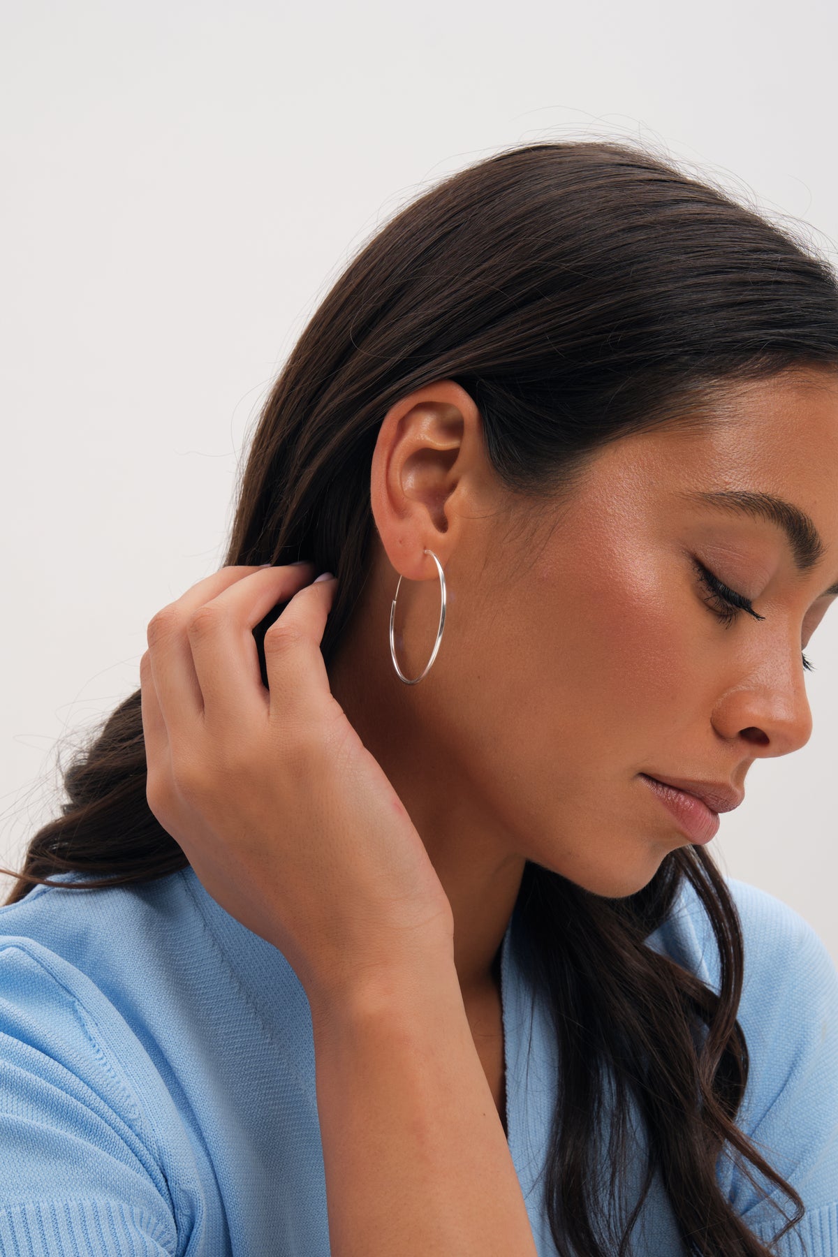 Simply Silver 925 Sterling Silver 40mm Sleeper Hoops