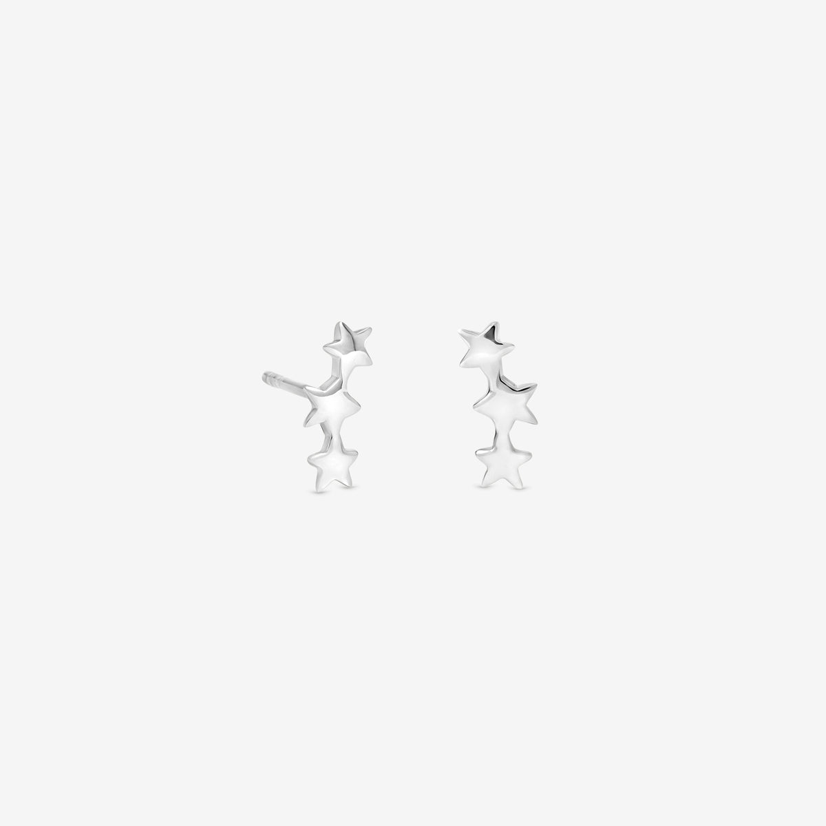 Simply Silver 925 Sterling Silver Polished Three Star Climber Earrings