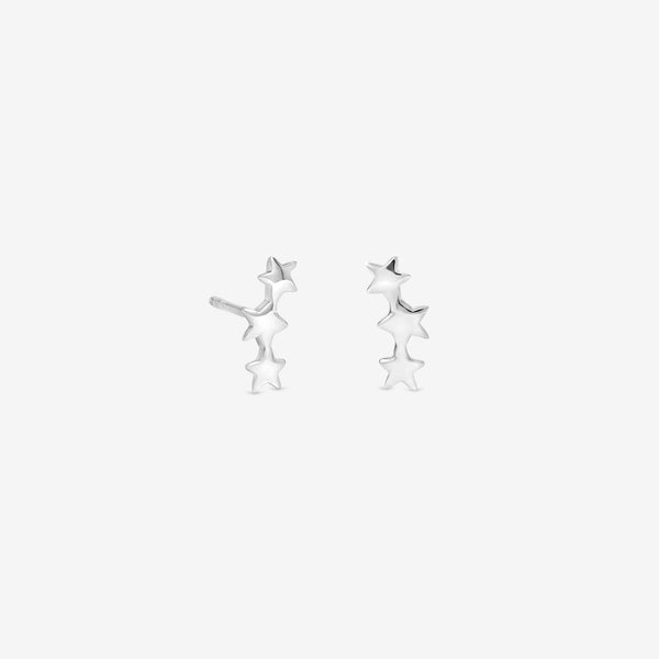 Simply Silver 925 Sterling Silver Polished Three Star Climber Earrings