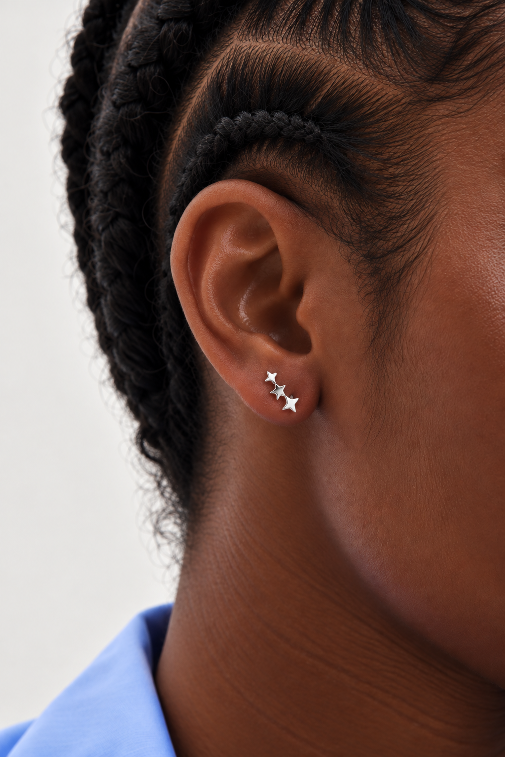 Simply Silver 925 Sterling Silver Polished Three Star Climber Earrings