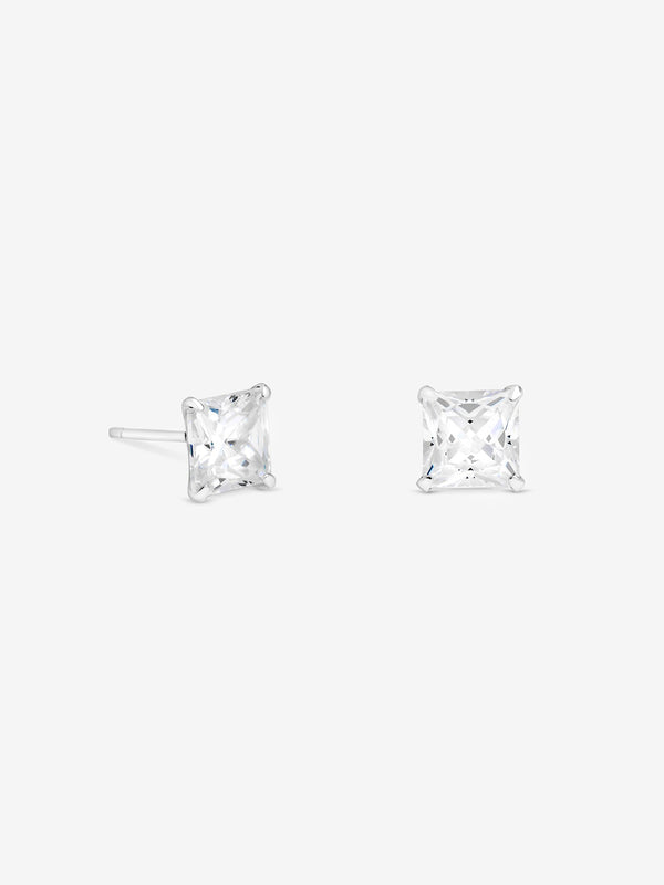 Simply Silver Sterling Silver 5mm Square Cubic Zirconia Stud Earrings