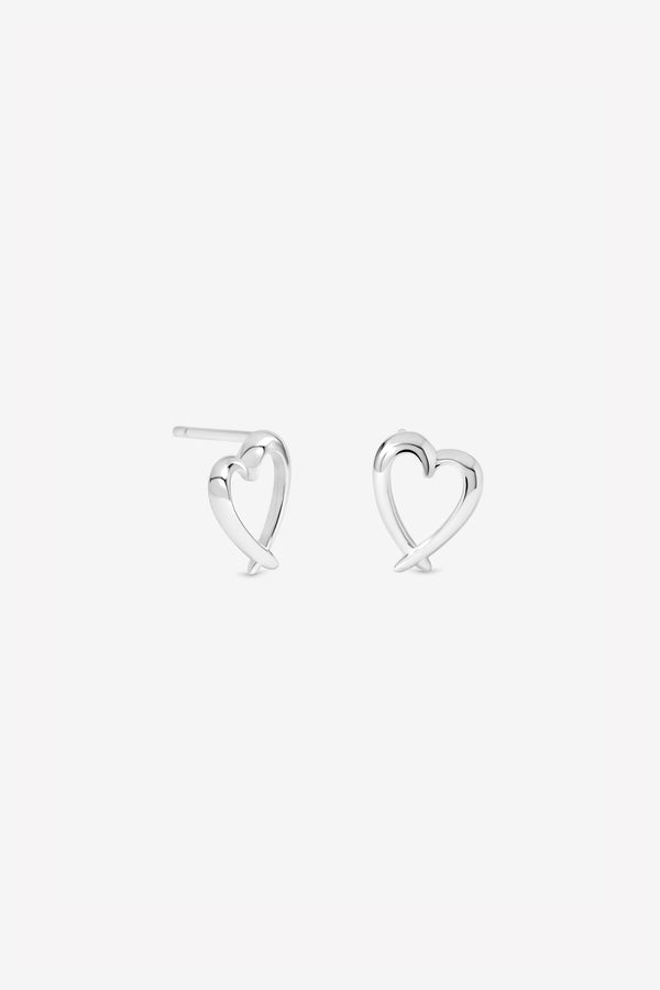 Crossover Heart Stud Earring