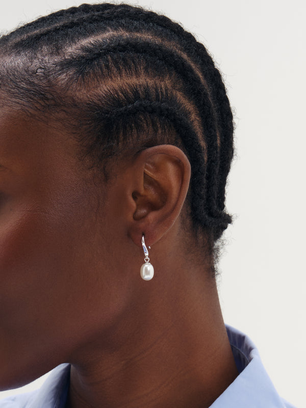 Simply Silver 925 Sterling Silver Freshwater Pearl Drop Earrings