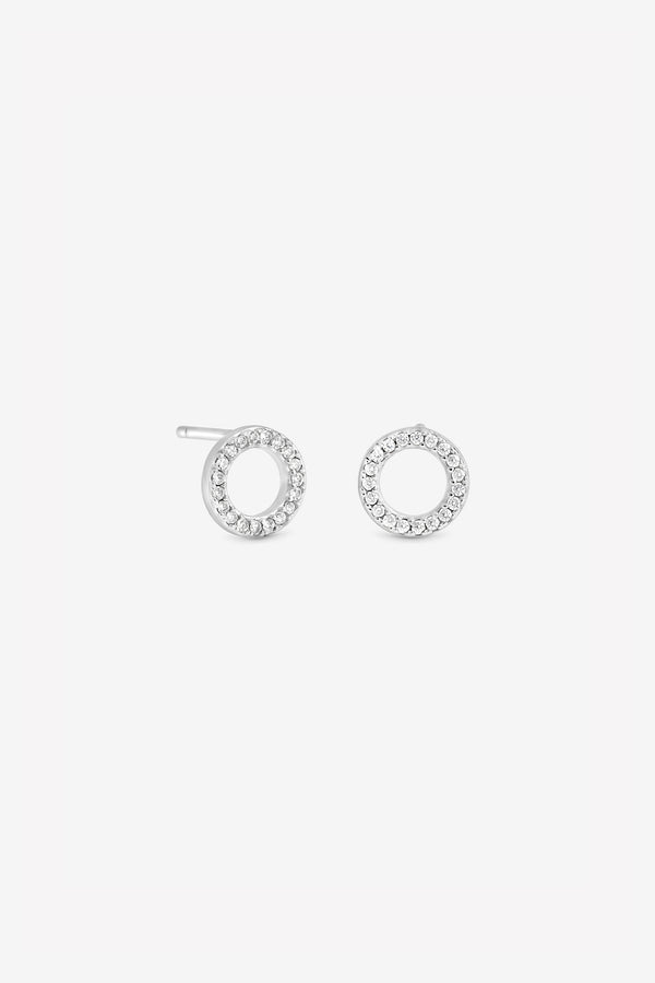 Cubic Zirconia Open Circle Stud Earrings