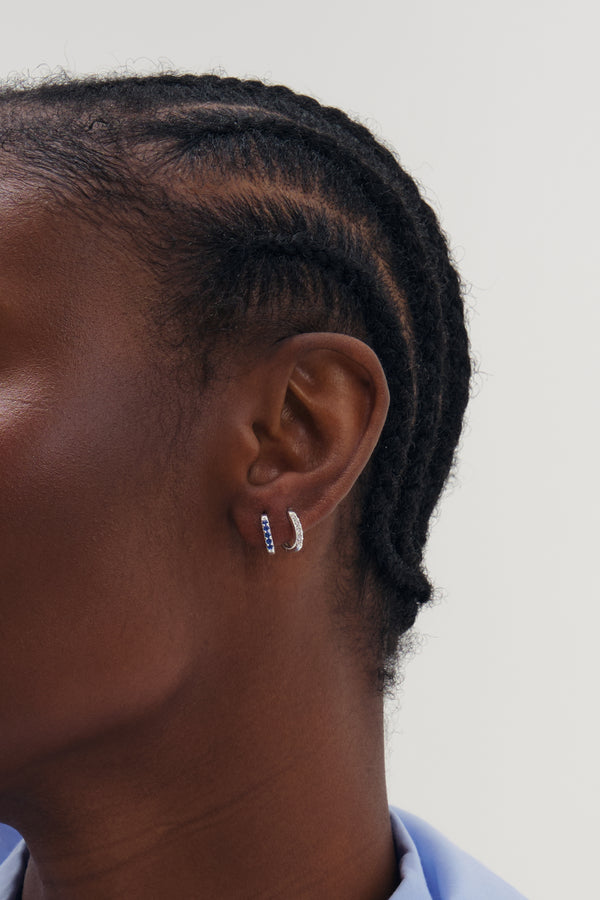 Simply Silver 925 Sterling Silver Sapphire Mini 10mm Hoops