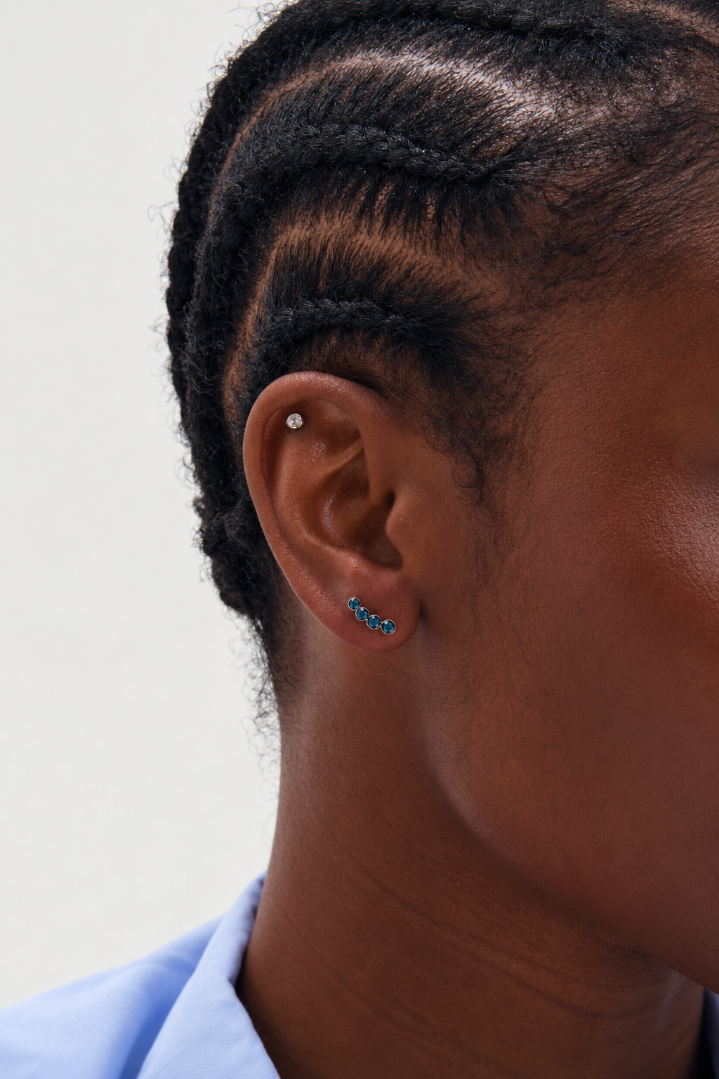 Simply Silver 925 Sterling Silver Blue Climber Studs