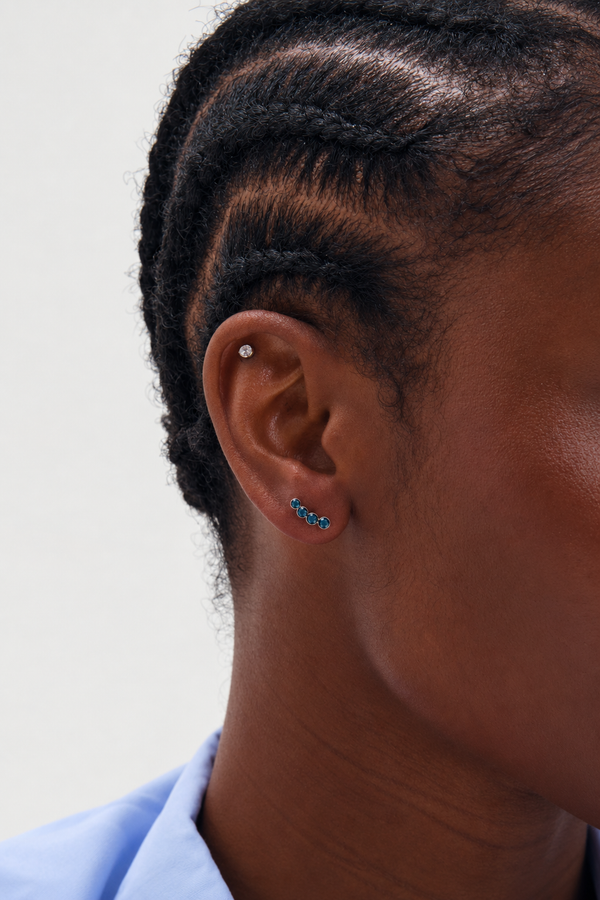 Simply Silver 925 Sterling Silver Blue Climber Studs