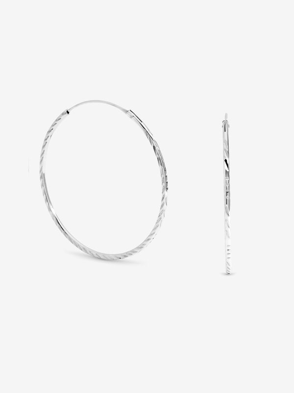Simply Silver 925 Sterling Silver 40mm Diamond Cut Sleepers