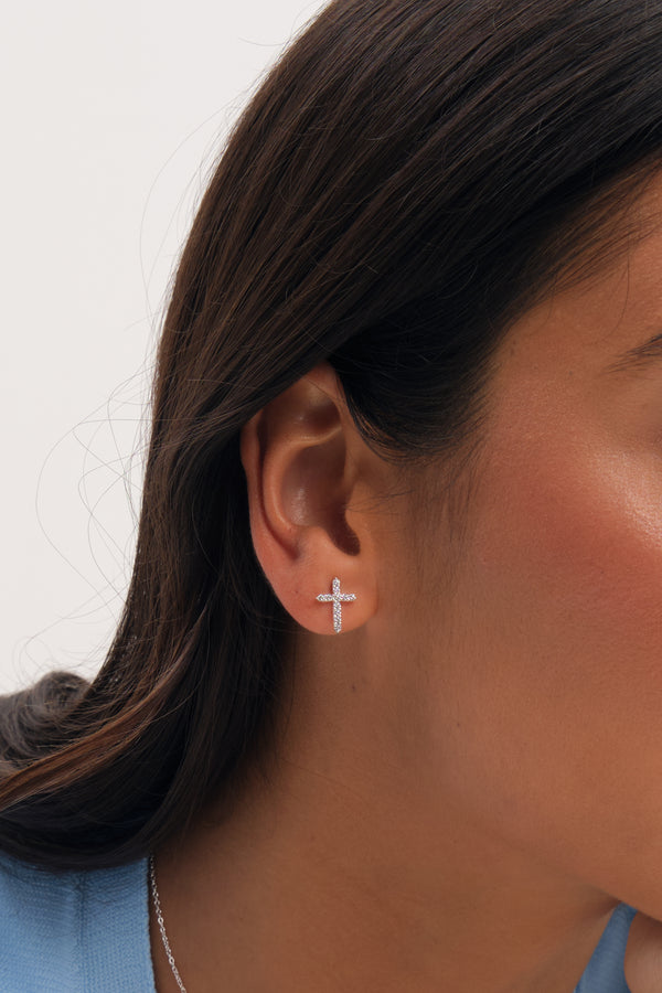 Simply Silver 925 Sterling Silver New Cross Stud Earrings