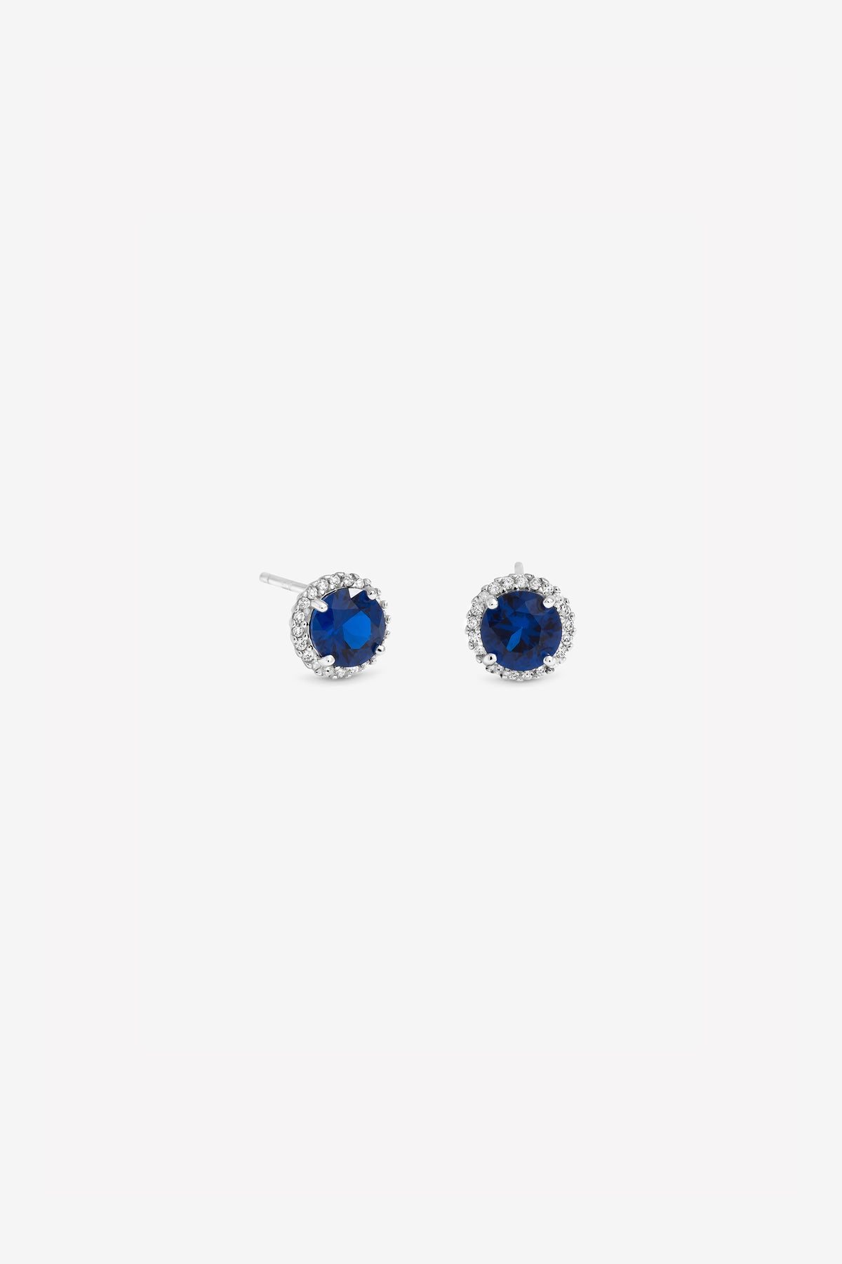 Brilliant Round Sapphire Clara Halo Stud