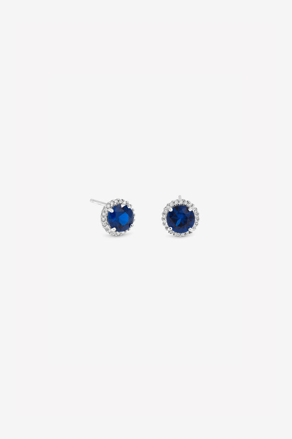 Brilliant Round Sapphire Clara Halo Stud