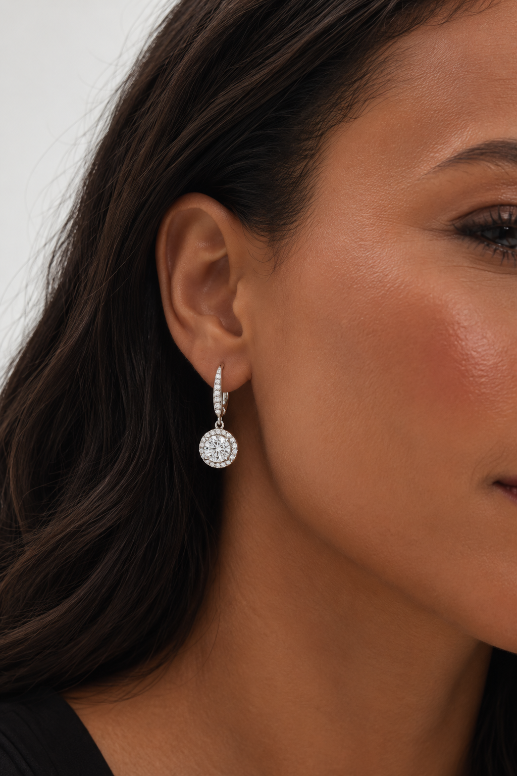 Simply Silver 925 Sterling Silver Brilliant Round Clara Halo Drop Earrings