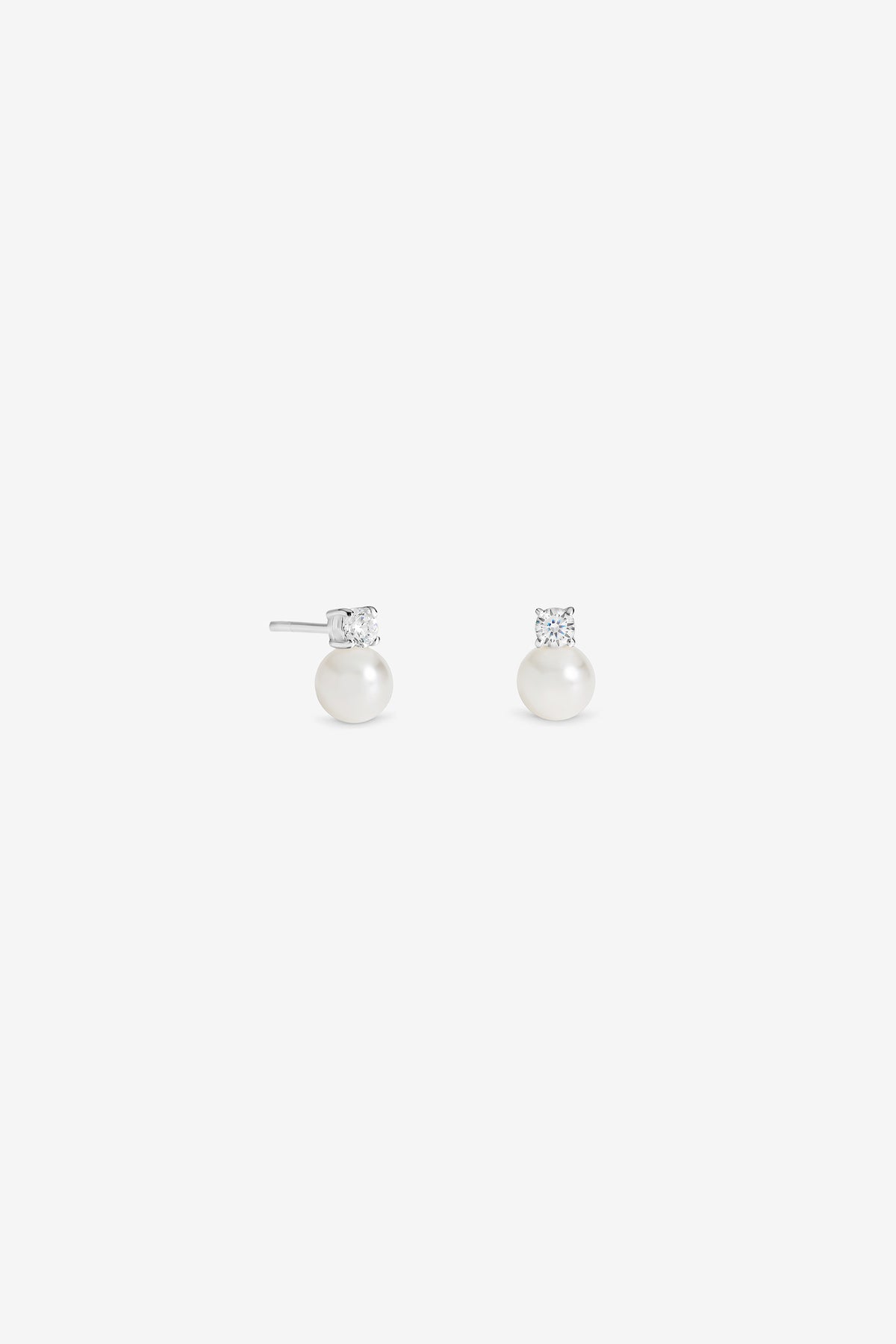 Simply Silver 925 Sterling Silver Cubic Zirconia And Pearl Stud