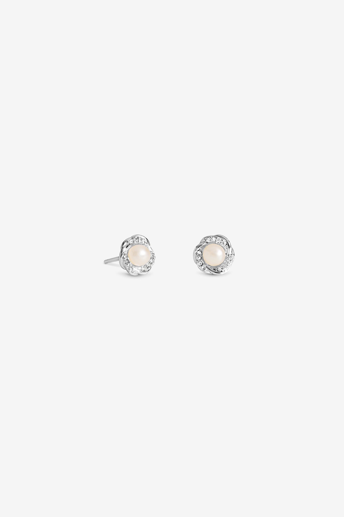 Cubic Zirconia Pearl Halo Twist Stud