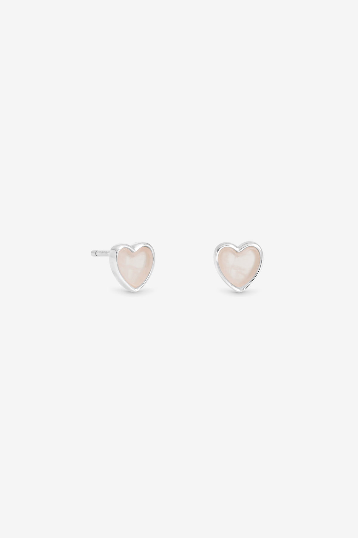 Simply Silver 925 Sterling Silver Heart Rose Quartz Stud Earrings