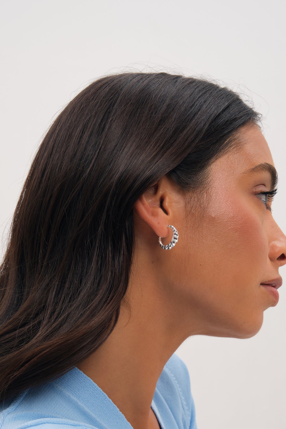 Simply Silver 925 Sterling Silver Ridged Hoop Earrings