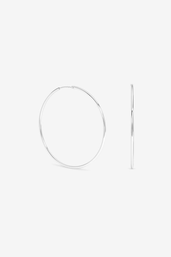 Simply Silver 925 Sterling Silver Sleeper Hoop Earrings -  50mm