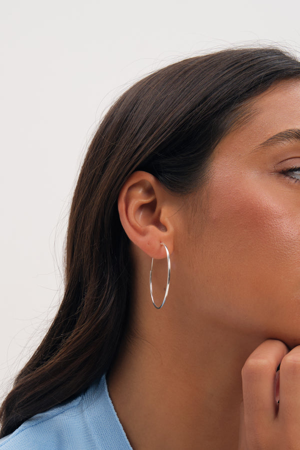 Simply Silver 925 Sterling Silver Sleeper Hoop Earrings -  50mm