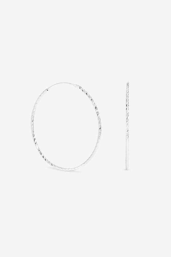Simply Silver 925 Sterling Silver Diamond Cut 50mm Sleeper Hoop Earrings