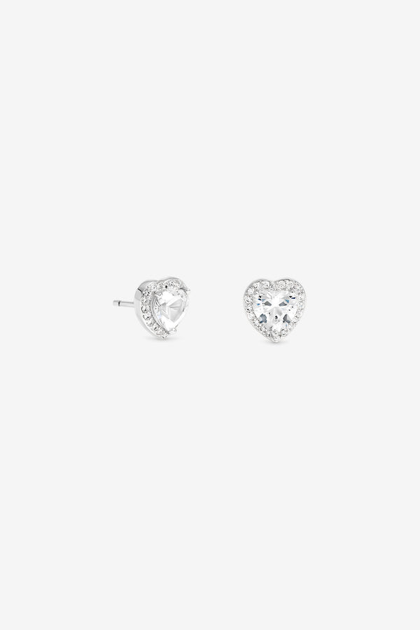Simply Silver 925 Sterling Silver Halo Heart Earrings - Gift Boxed