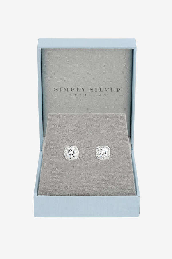 Simply Silver 925 Sterling Silver Cushion Earrings - Gift Boxed