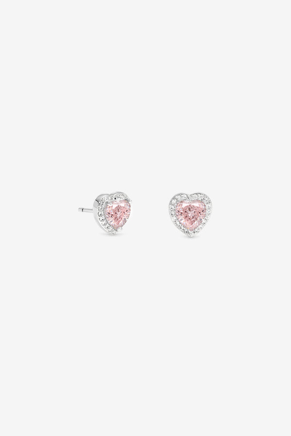 Simply Silver 925 Sterling Silver Vintage Rose Halo Heart Earrings - Gift Boxed