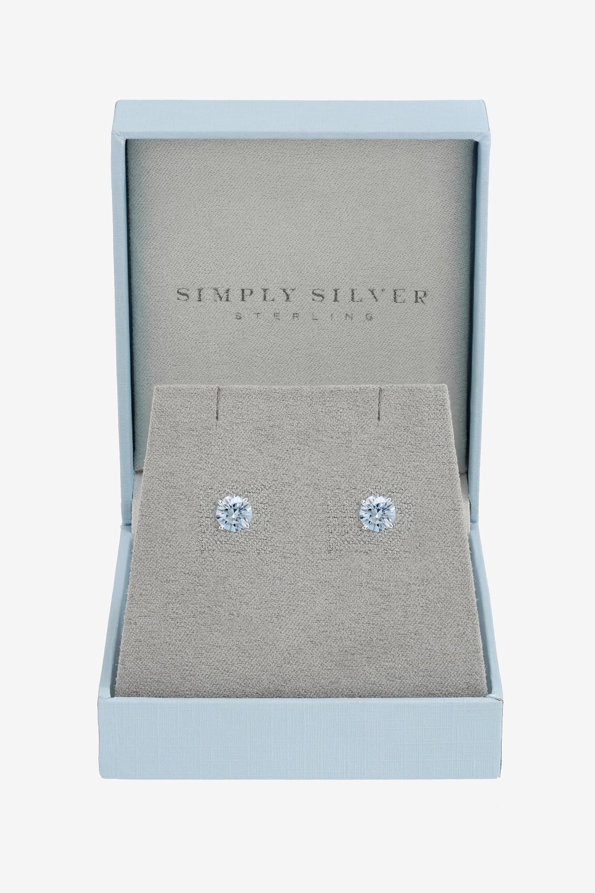 Simply Silver 925 Sterling Silver Light Sapphire Solitaire Earrings - Gift Boxed