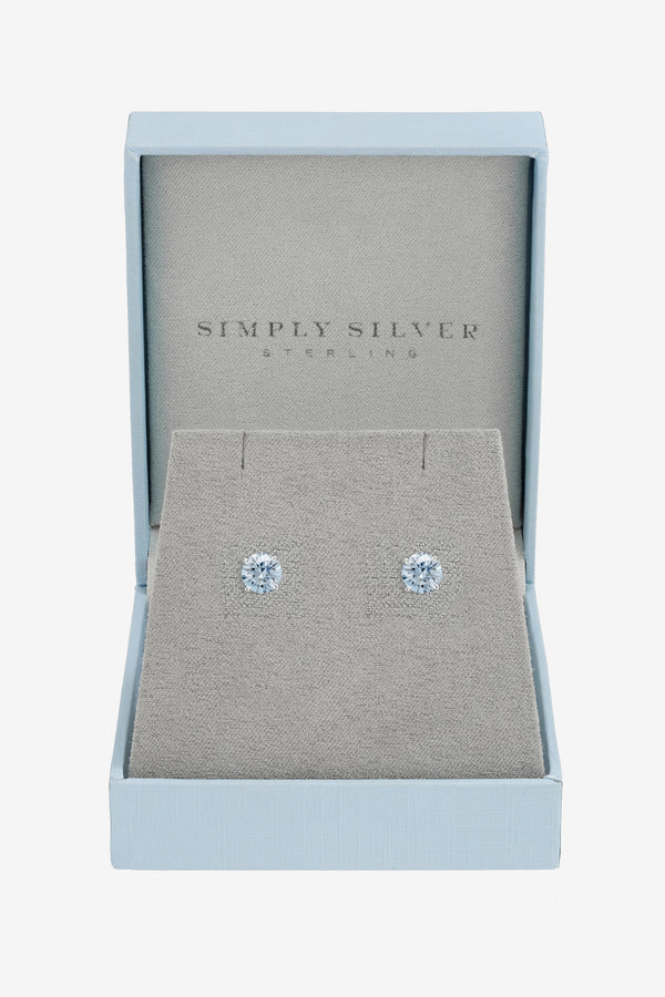 Simply Silver 925 Sterling Silver Light Sapphire Solitaire Earrings - Gift Boxed