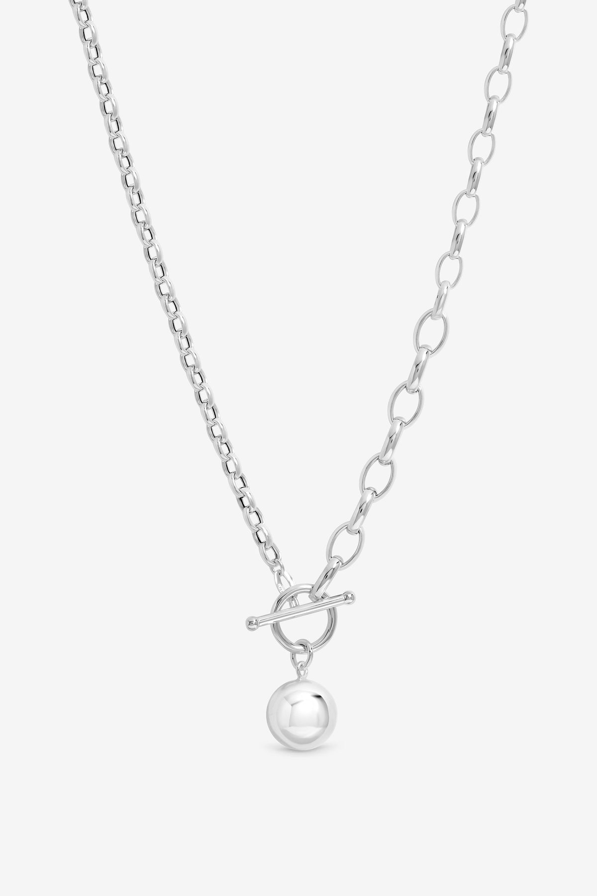 Simply Silver 925 Recycled Sterling Silver Plated Polished Orb Necklace