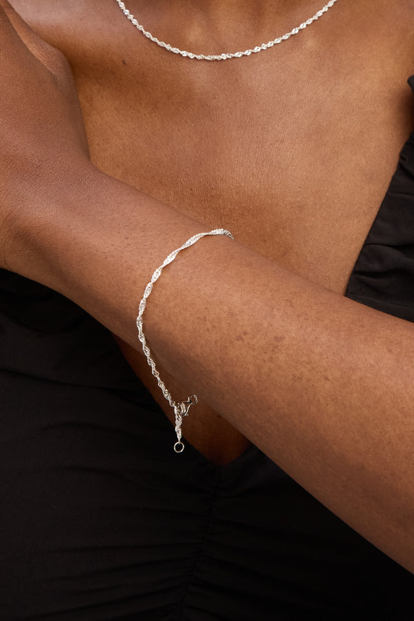 Simply Silver 925 Sterling Silver Twist Chain Bracelet