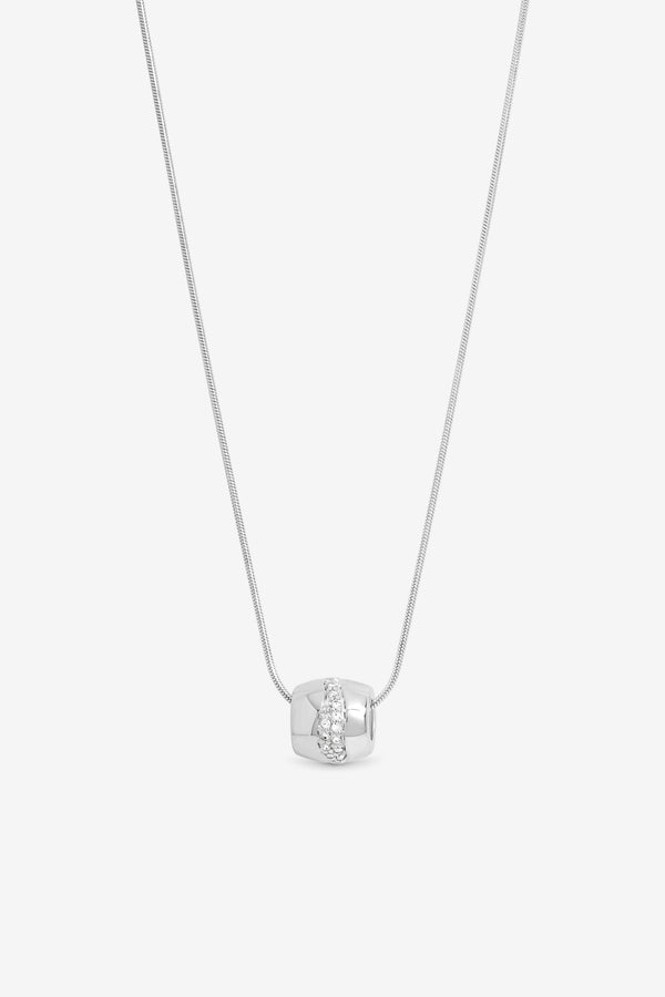 Simply Silver Sterling Silver 925 Polished and Pave Charm Pendant