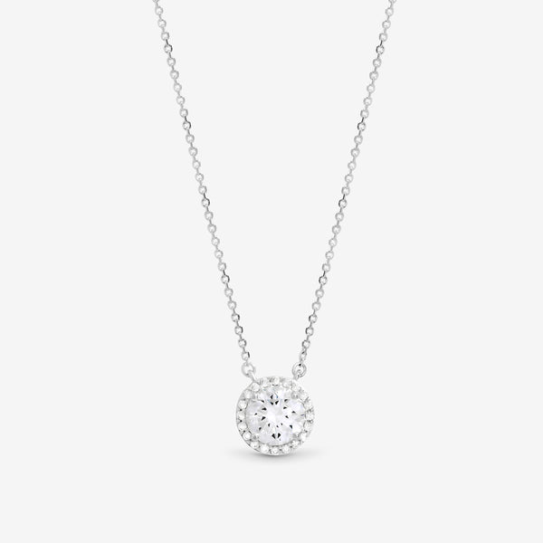Simply Silver Sterling Silver 925 Cubic Zirconia Halo Pendant - Gift Pouch