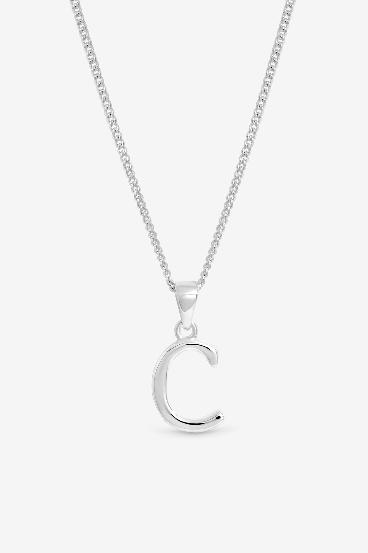 Simply Silver Sterling Silver 925 Initial Pendant - C