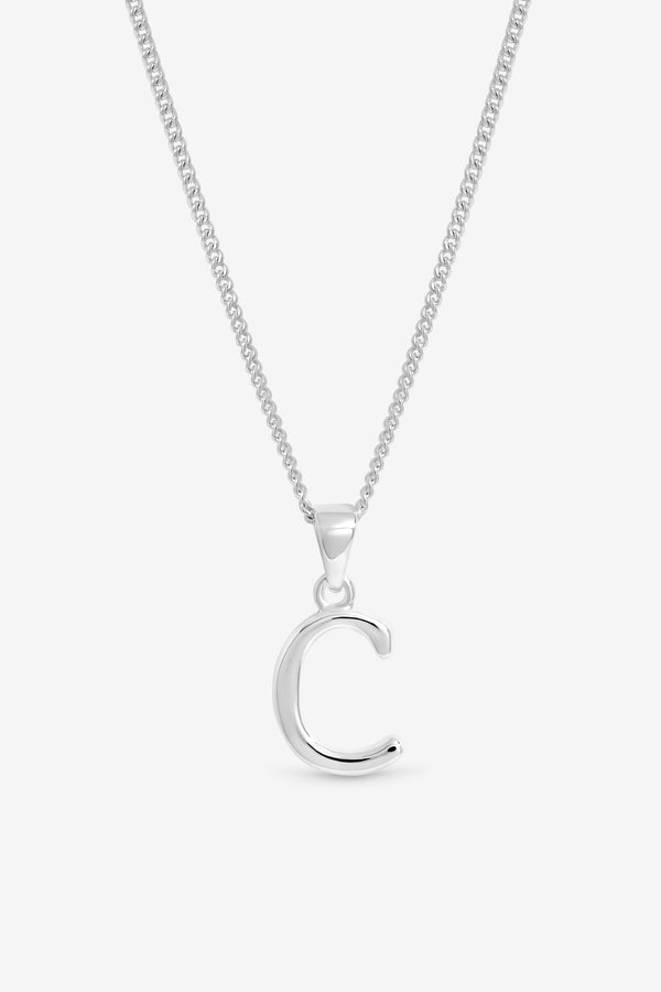 Simply Silver Sterling Silver 925 Initial Pendant - C