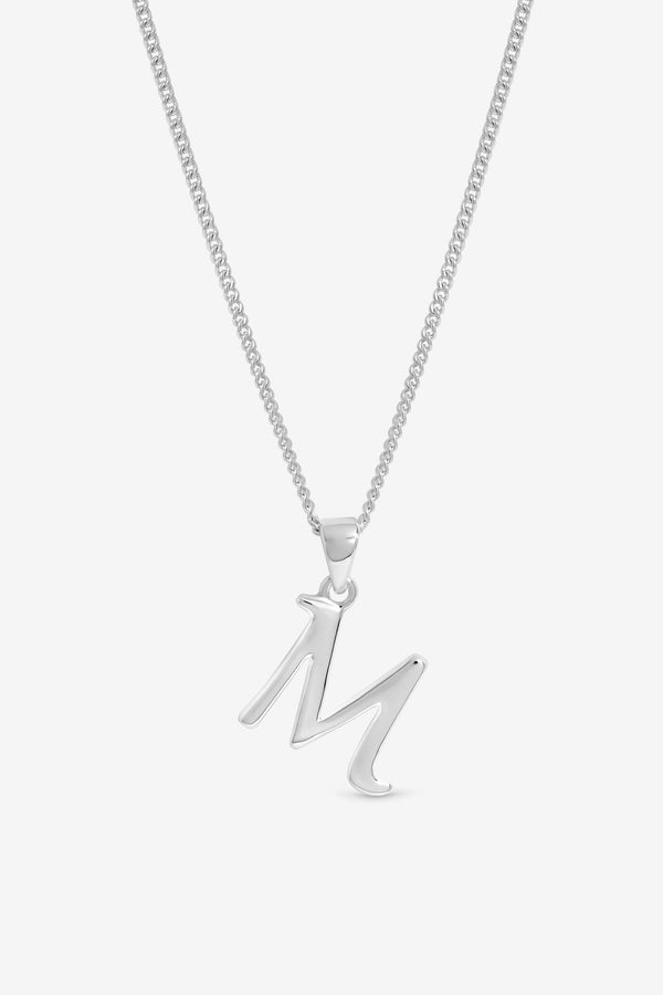 Simply Silver Sterling Silver 925 Initial Pendant - M