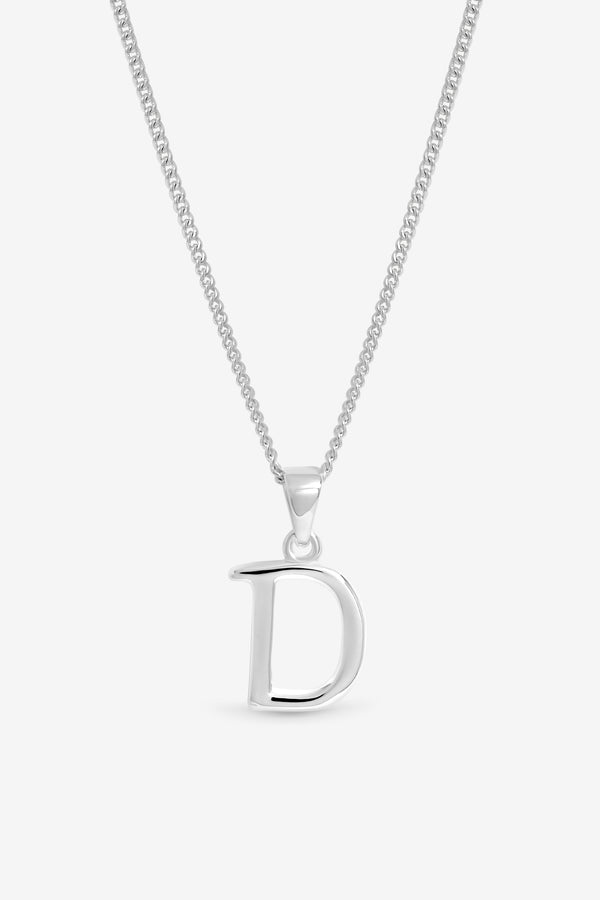 Simply Silver Sterling Silver 925 Initial Pendant - D
