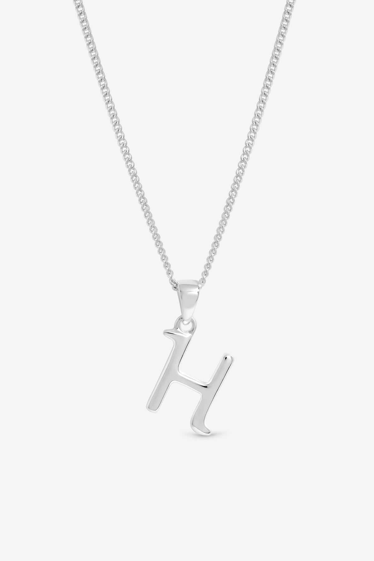 Simply Silver Sterling Silver 925 Initial Pendant - H