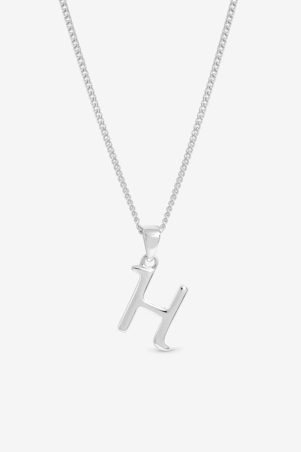 Simply Silver Sterling Silver 925 Initial Pendant - H
