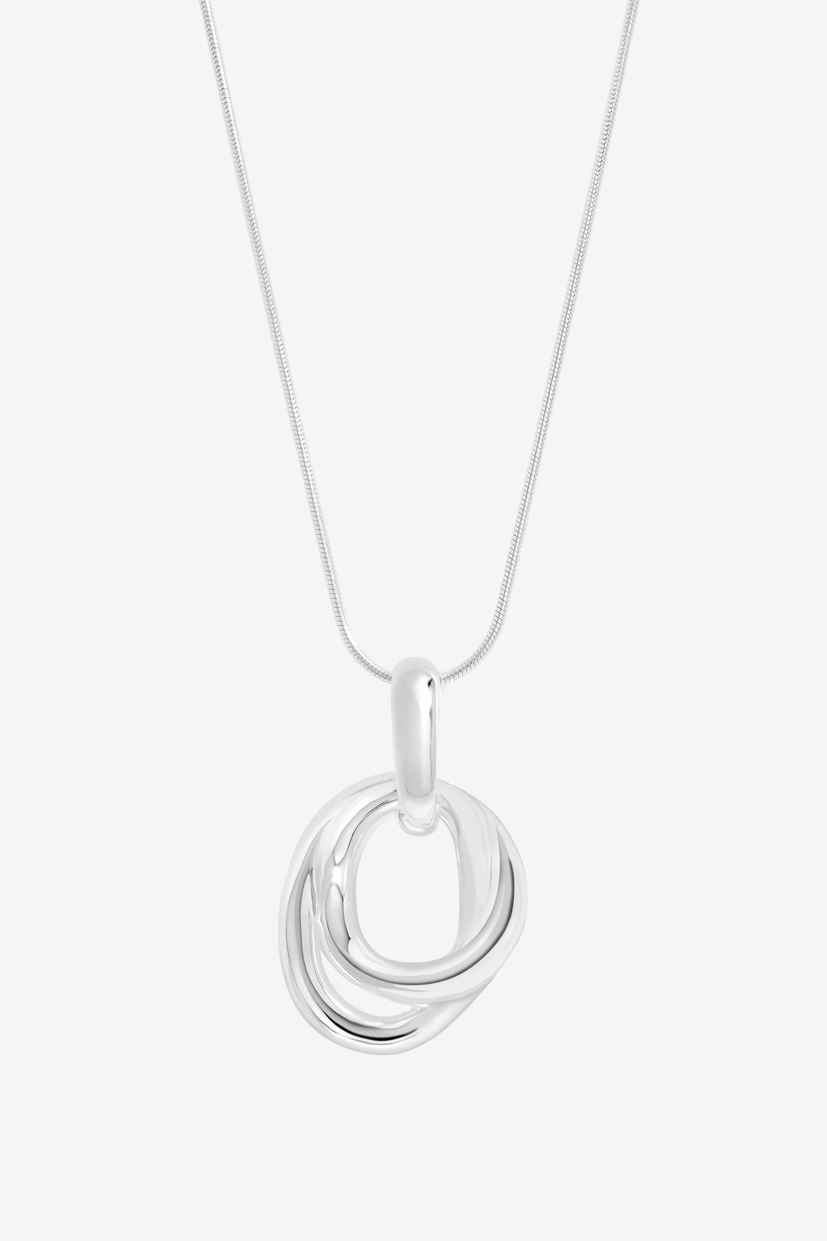 Simply Silver Sterling Silver 925 Hammered Molten Double Ring Pendant