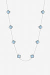 Inicio Sterling Silver Plated Light Sapphire Clover Necklace - Gift Pouch