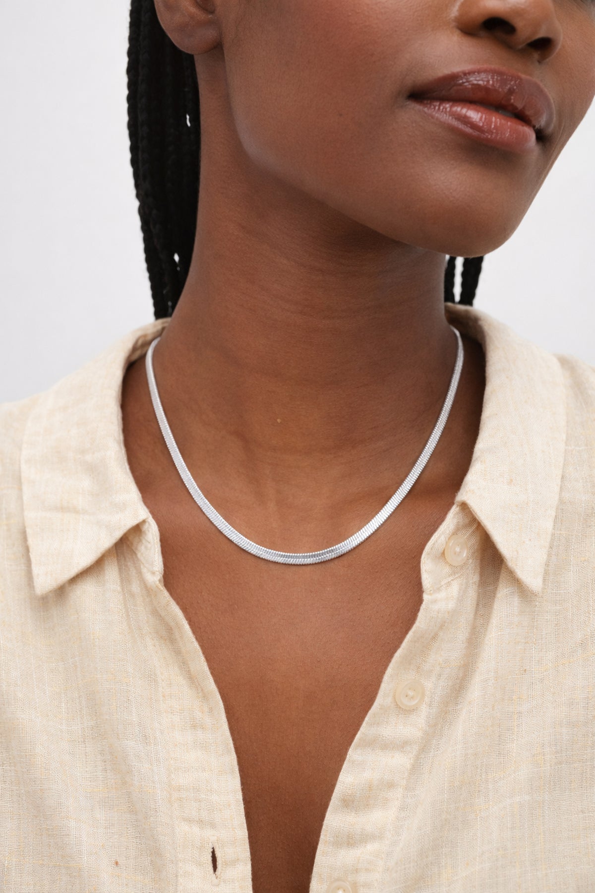 Inicio Sterling Silver Plated Snake Chain Necklace - Gift Pouch