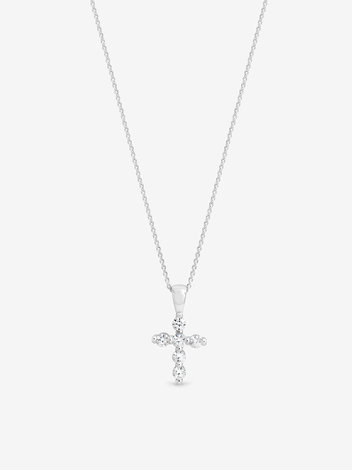 Simply Silver 925 Sterling Silver Cubic Zirconia Cross Necklace - Gift Pouch