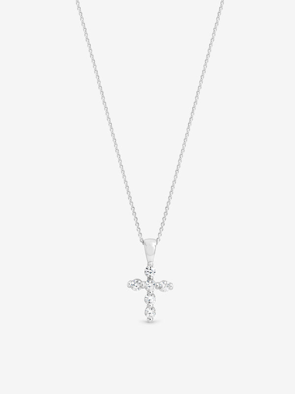 Simply Silver 925 Sterling Silver Cubic Zirconia Cross Necklace - Gift Pouch