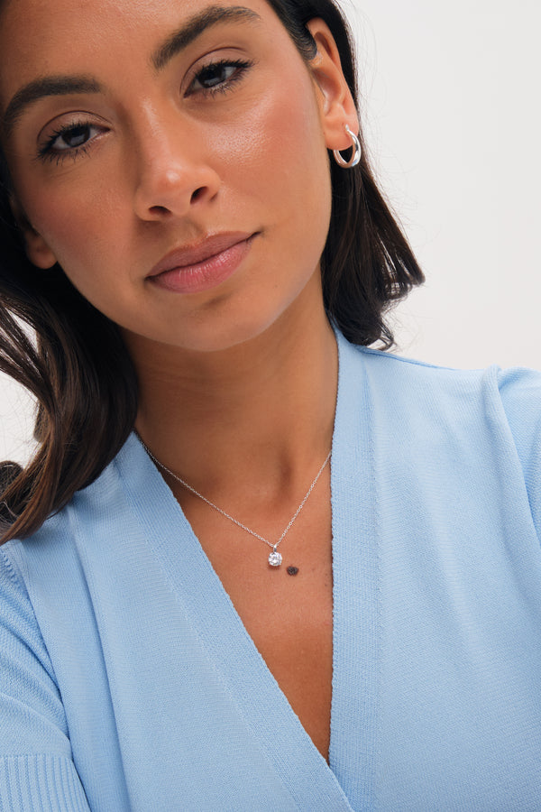 Simply Silver 925 Sterling Silver Cubic Zirconia Solitaire Pendant - Gift Pouch