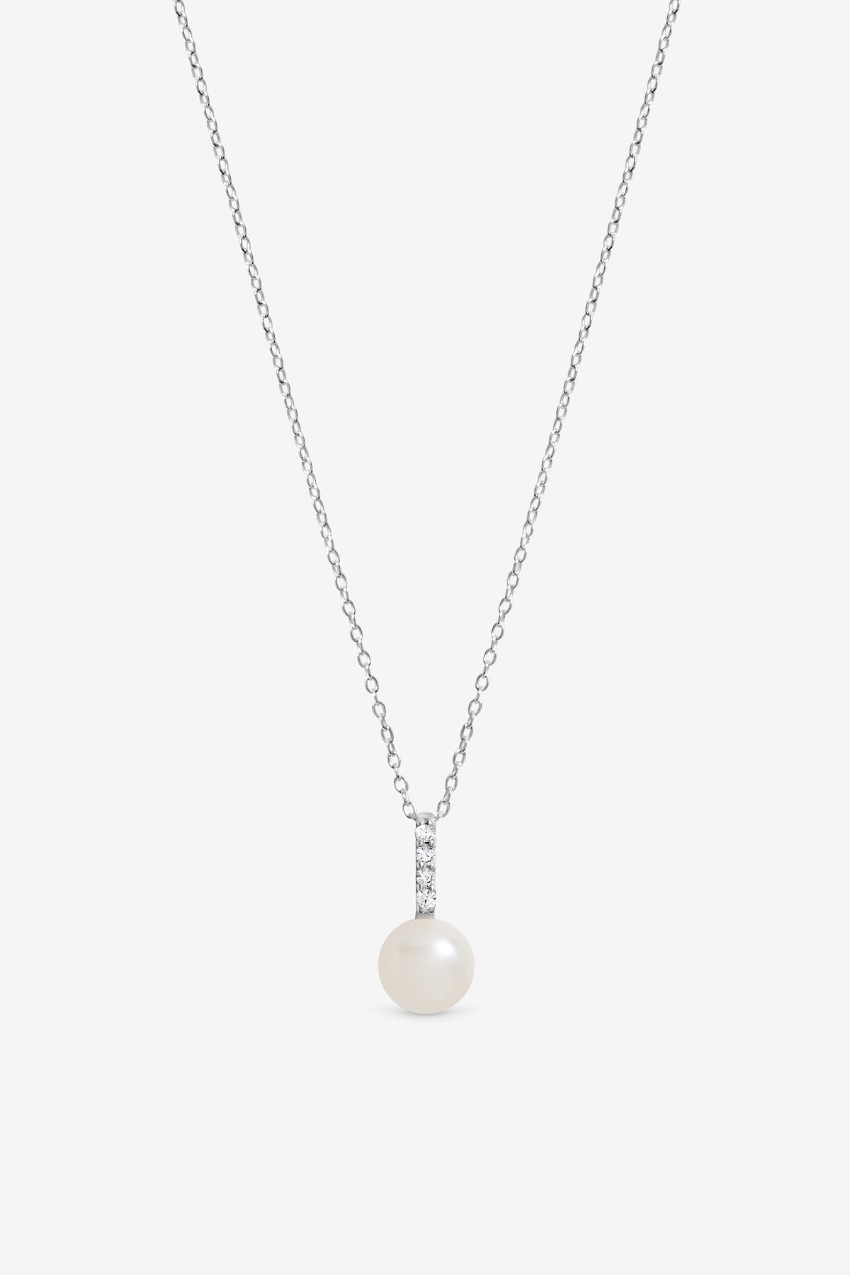 Cubic Zirconia Bar Pearl Pendant