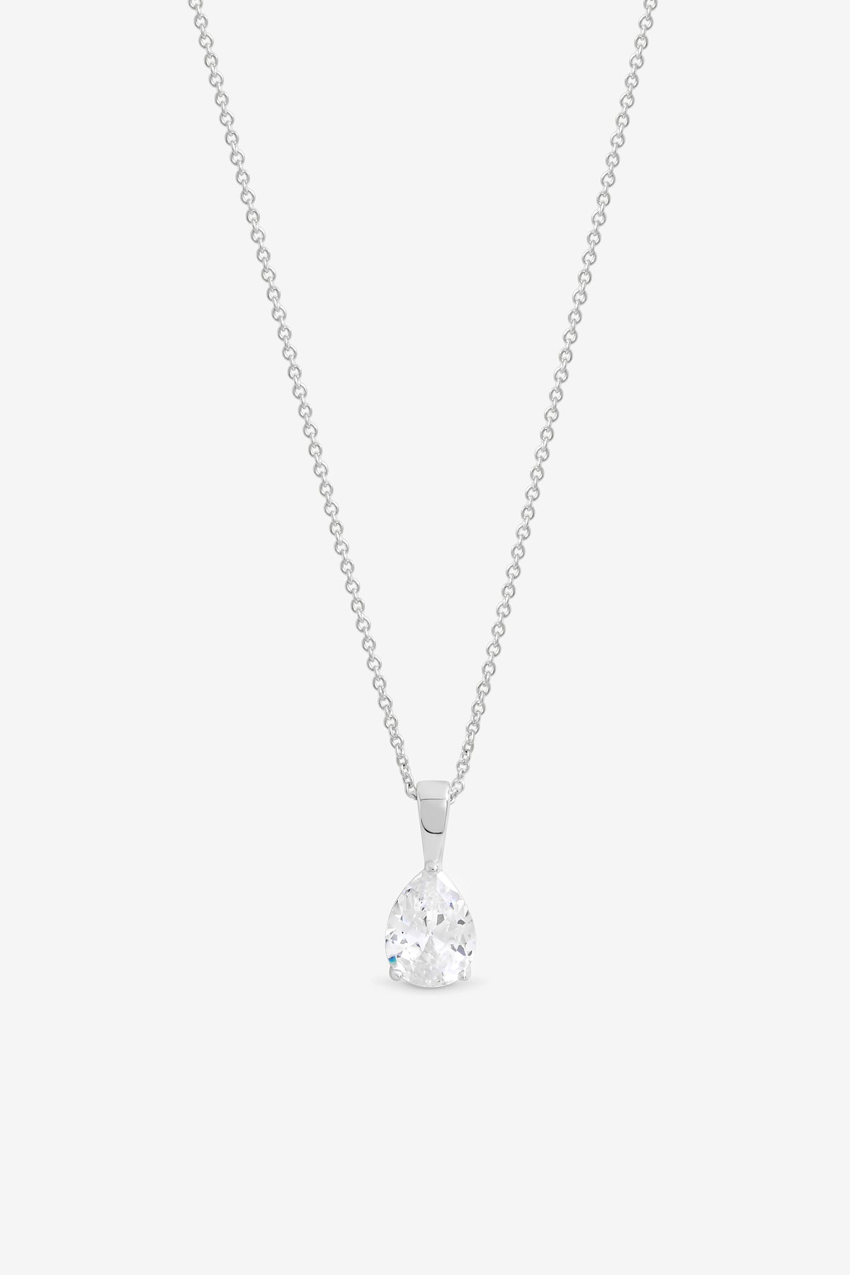 Simply Silver 925 Sterling Silver Plated Pear Cut Pendant - Gift Pouch